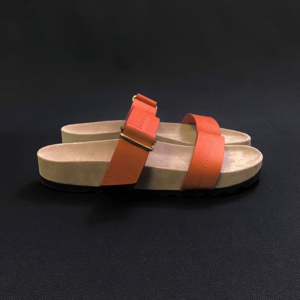 THEORY Genuine Leather Two Strap Slide Sandal w/ Buckle 10 US, … - Picture 6 of 11